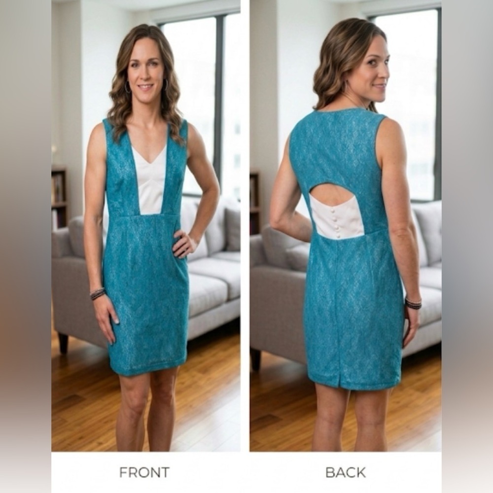 Altar’d State Teal Lace Sleeveless Mini Dress with White Inserts NWT
